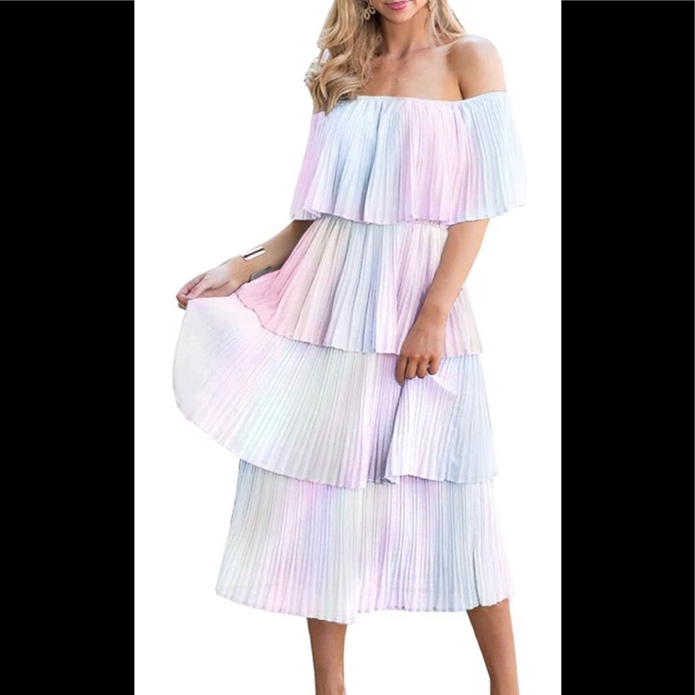 Pastel ruffle rainbow dress
